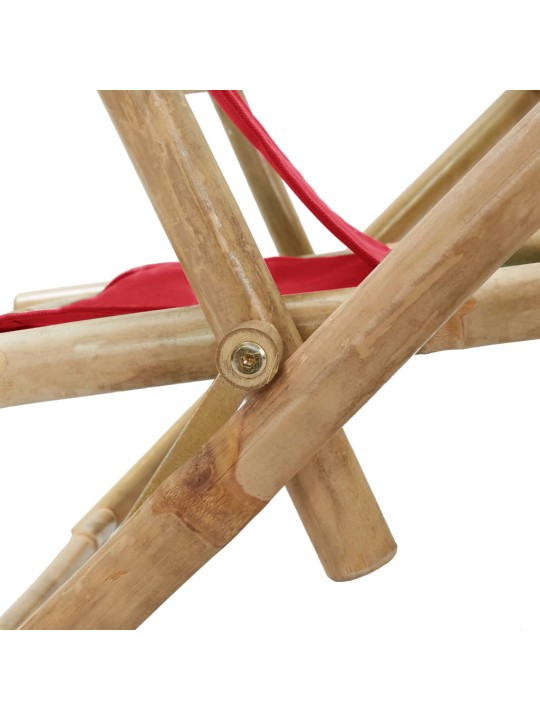 Polohovací relaxační křeslo červené bambus a textil