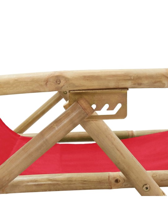 Polohovací relaxační křeslo červené bambus a textil