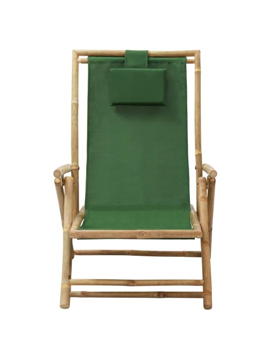 Polohovací relaxační křeslo zelené bambus a textil