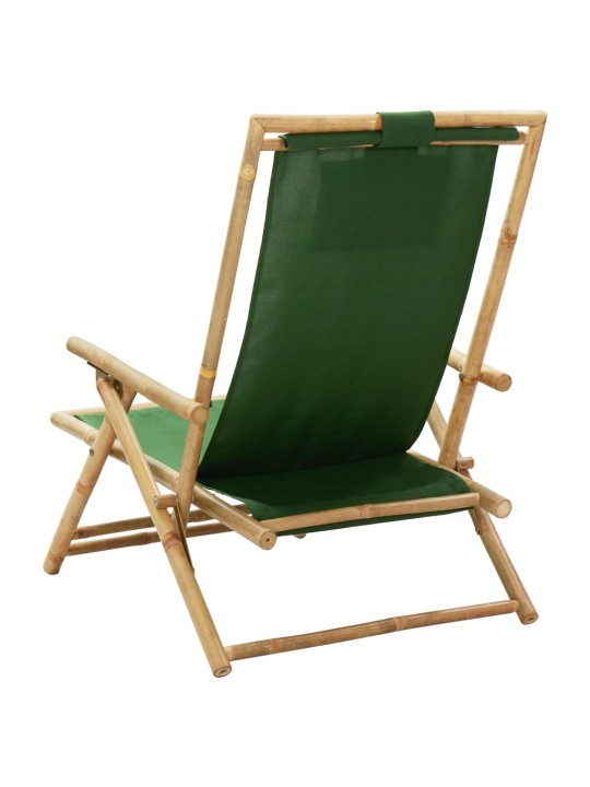 Polohovací relaxační křeslo zelené bambus a textil