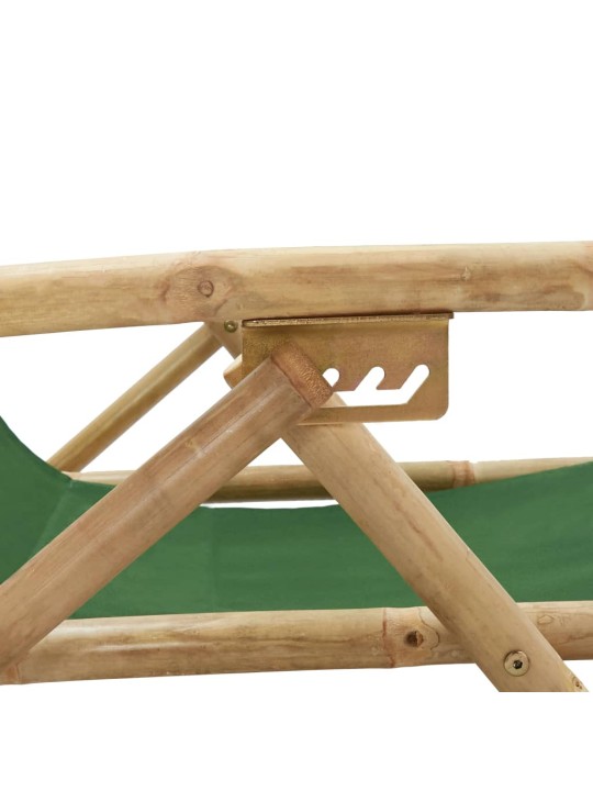 Polohovací relaxační křeslo zelené bambus a textil