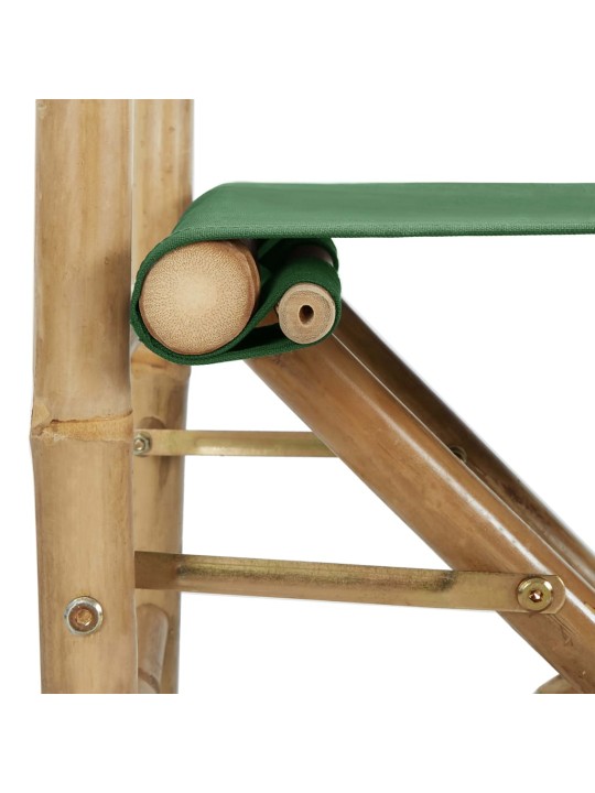 Skládací režisérská křesla 2 ks zelená bambus a textil