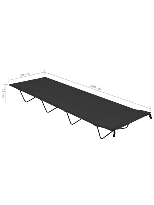 Kempingová postel 180 x 60 x 19 cm oxfordská látka ocel černá