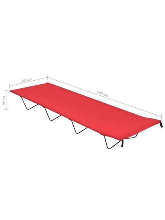 Kempingová postel 180 x 60 x 19 cm oxfordská látka ocel červená