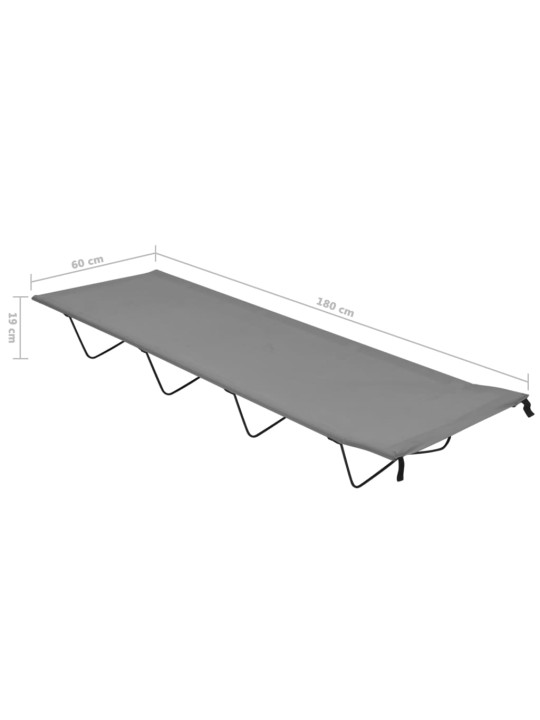 Kempingová postel 180 x 60 x 19 cm oxfordská látka a ocel šedá