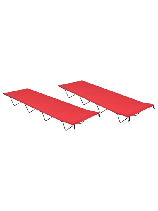 Kempingové postele 2ks 180x60x19cm oxfordská látka ocel červené