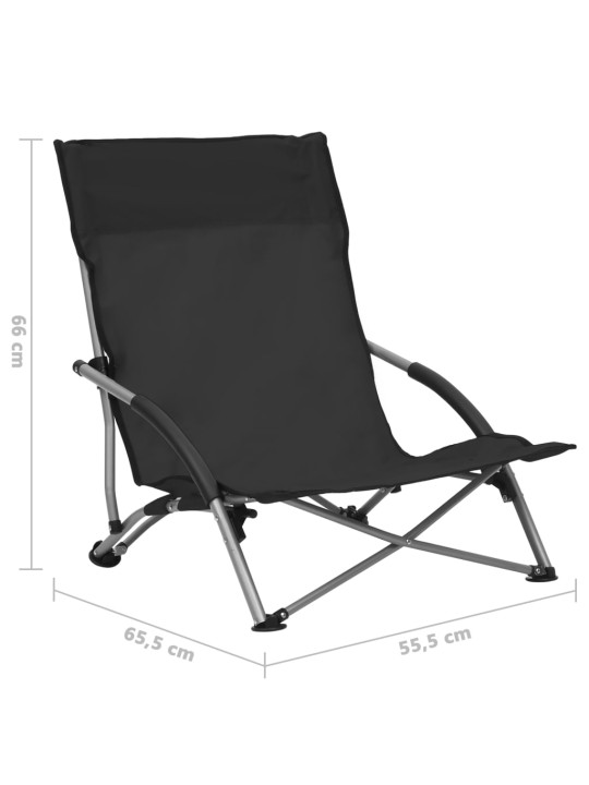 Skládací plážová křesla 2 ks černá textil