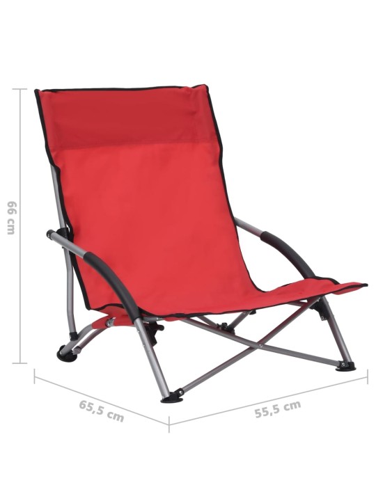 Skládací plážová křesla 2 ks červená textil