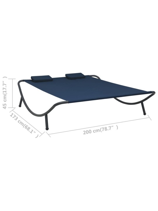 Zahradní lehátko textil modré