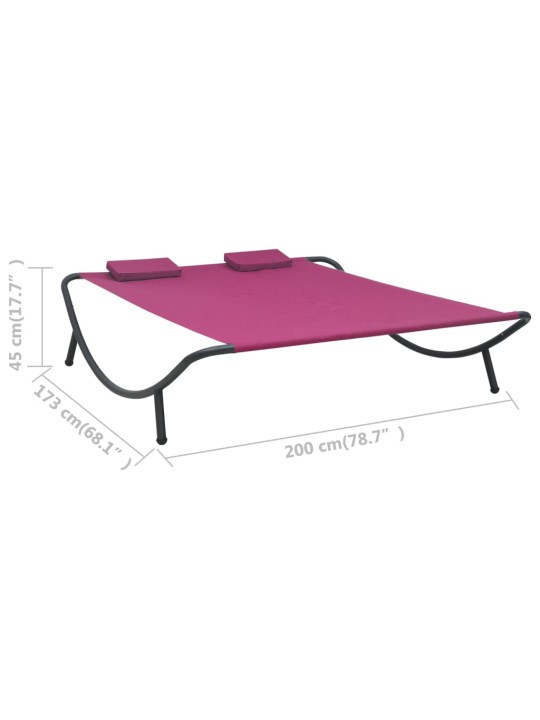 Zahradní lehátko textil růžové