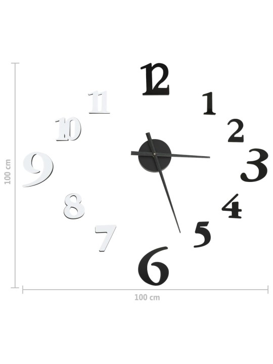 3D Nástěnné hodiny moderní design černobílé 100 cm XXL