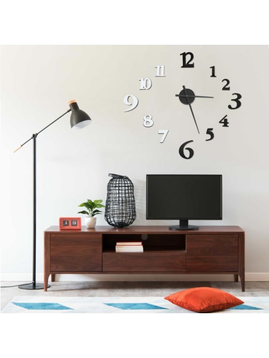 3D Nástěnné hodiny moderní design černobílé 100 cm XXL