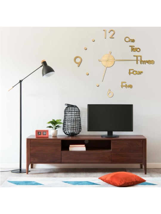 3D nástěnné hodiny moderní design zlaté 100 cm XXL