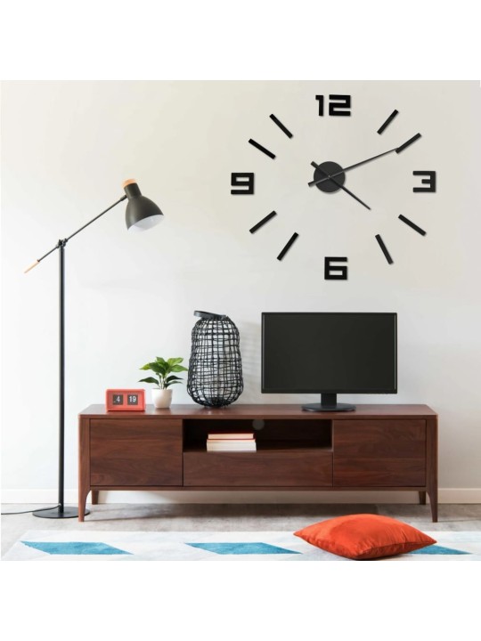 3D Nástěnné hodiny moderní design černé 100 cm XXL