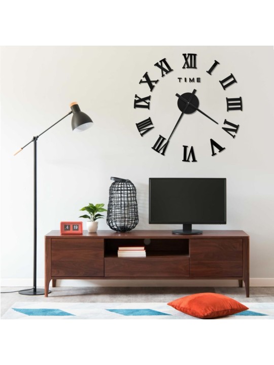 3D Nástěnné hodiny moderní design černé 100 cm XXL