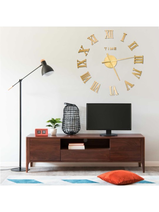 3D nástěnné hodiny moderní design zlaté 100 cm XXL