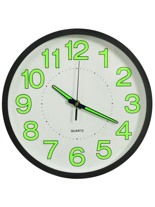 Svítící nástěnné hodiny černé 30 cm