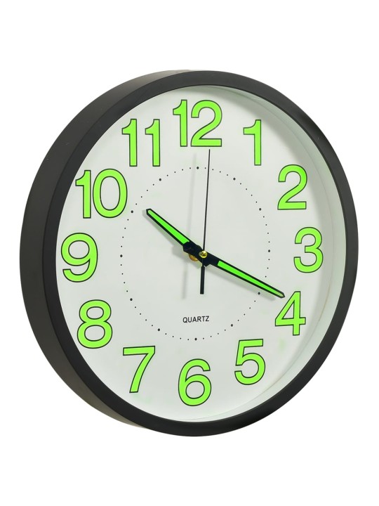 Svítící nástěnné hodiny černé 30 cm