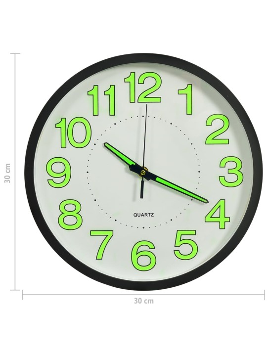 Svítící nástěnné hodiny černé 30 cm