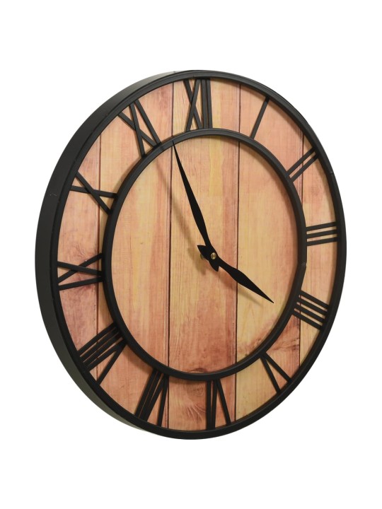 325172 Wall Clock 39 cm Brown and Black MDF and Iron
