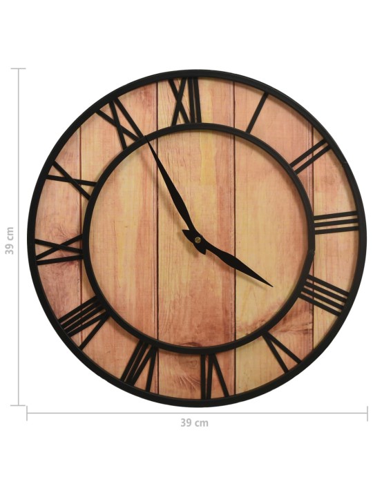 325172 Wall Clock 39 cm Brown and Black MDF and Iron
