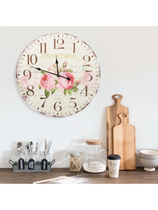 Vintage nástěnné hodiny květina 60 cm