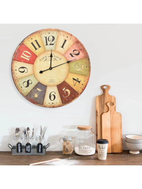 Vintage nástěnné hodiny barevné 60 cm