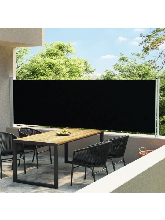 Zatahovací boční markýza / zástěna 140 x 600 cm černá