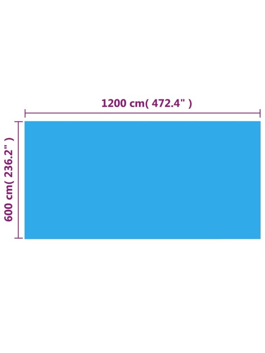 Obdélníkový kryt na bazén 1200 x 600 cm PE modrý