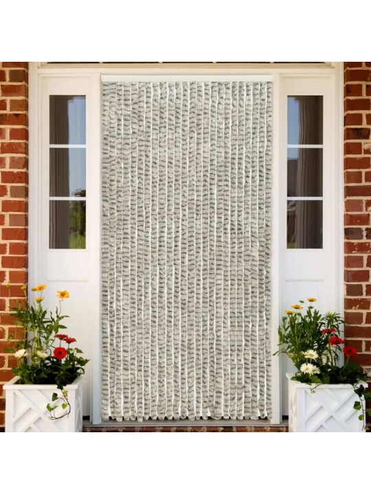 Závěs proti hmyzu bílý a tmavě šedý 100 x 220 cm Chenille