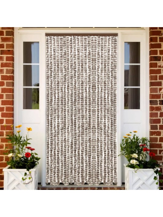 Závěs proti hmyzu taupe a bílý 56 x 185 cm Chenille