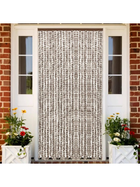 Závěs proti hmyzu taupe a bílý 100 x 220 cm Chenille