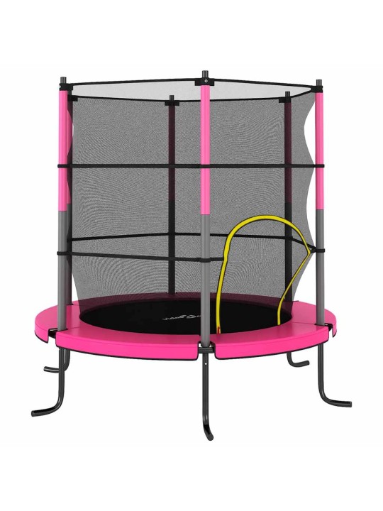 Trampolína s bezpečnostní sítí kulatá 140 x 160 cm růžová