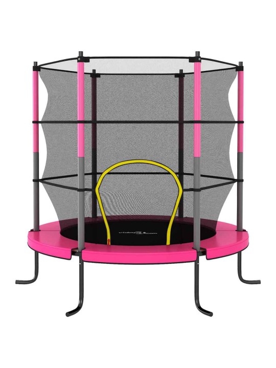 Trampolína s bezpečnostní sítí kulatá 140 x 160 cm růžová