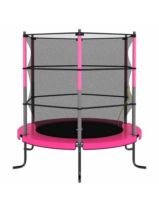 Trampolína s bezpečnostní sítí kulatá 140 x 160 cm růžová