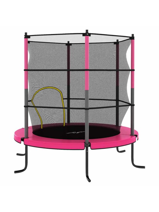Trampolína s bezpečnostní sítí kulatá 140 x 160 cm růžová