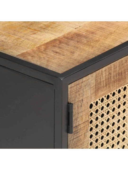Tv stolek 120x30x40 cm hrubé masivní mangovník a přírodní rákos