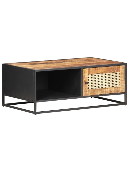 Konferenční stolek 90x50x35 cm hrubý mangovník přírodní rákos