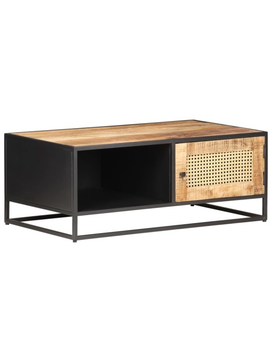 Konferenční stolek 90x50x35 cm hrubý mangovník přírodní rákos
