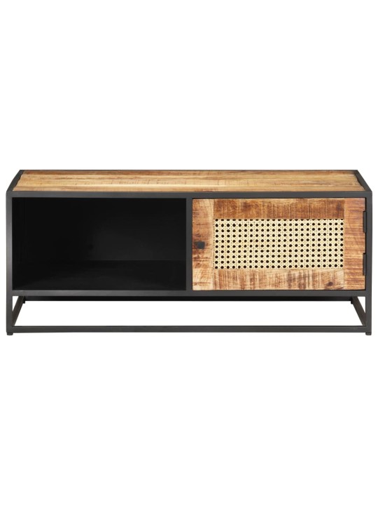 Konferenční stolek 90x50x35 cm hrubý mangovník přírodní rákos
