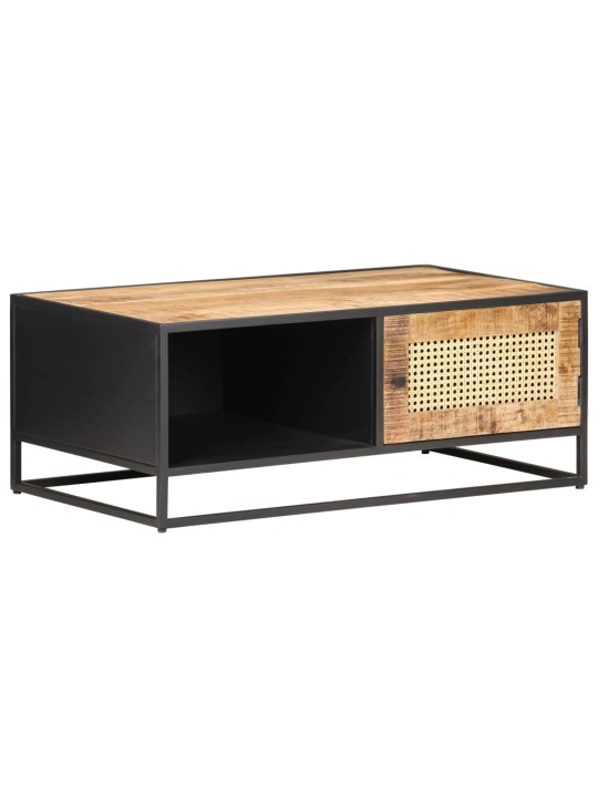 Konferenční stolek 90x50x35 cm hrubý mangovník přírodní rákos