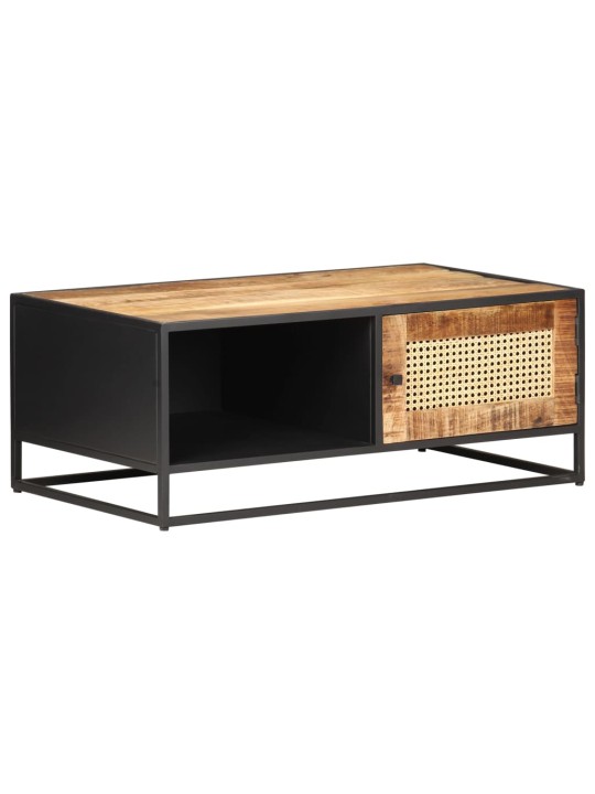 Konferenční stolek 90x50x35 cm hrubý mangovník přírodní rákos