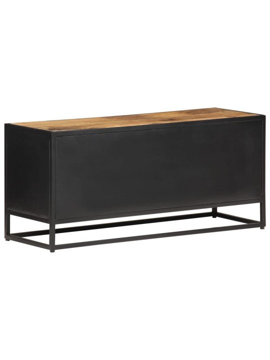 TV stolek 90x30x40 cm hrubý masivní mangovník a přírodní rákos