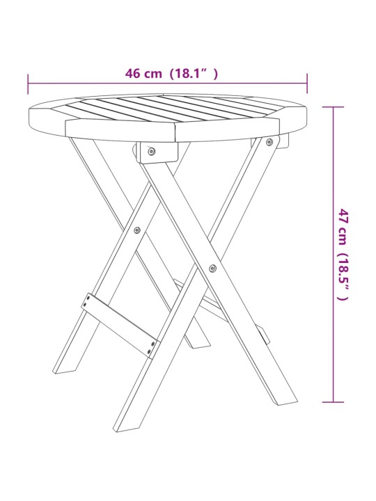 Skládací zahradní stolek bílý Ø 46 cm masivní akáciové dřevo