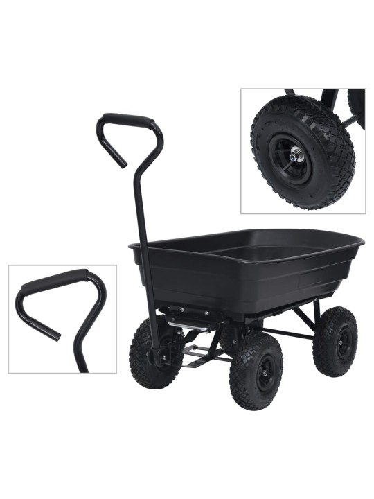 Zahradní sklápěcí ruční vozík 300 kg 75 l černý