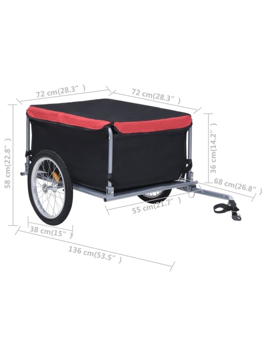 Vozík za kolo černý a červený 65 kg