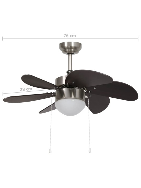 Stropní ventilátor se světlem 76 cm tmavě hnědý