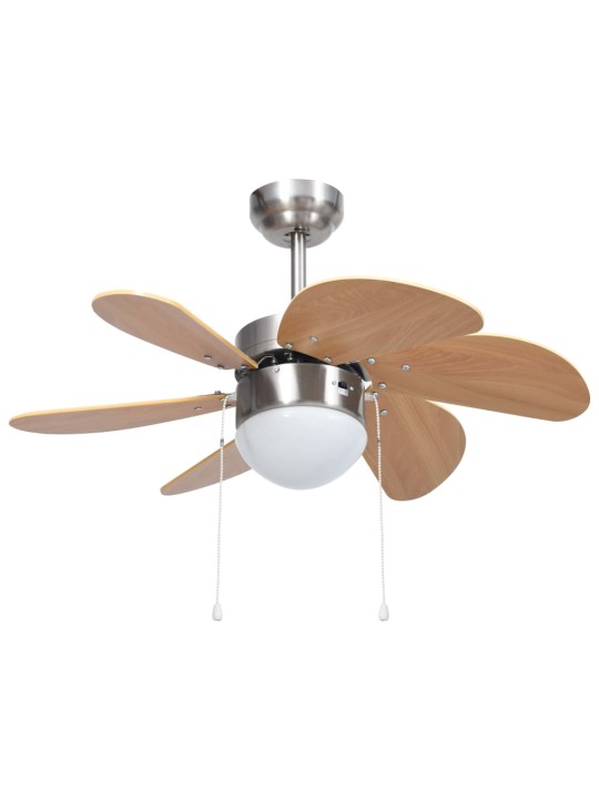 Stropní ventilátor se světlem 76 cm světle hnědý