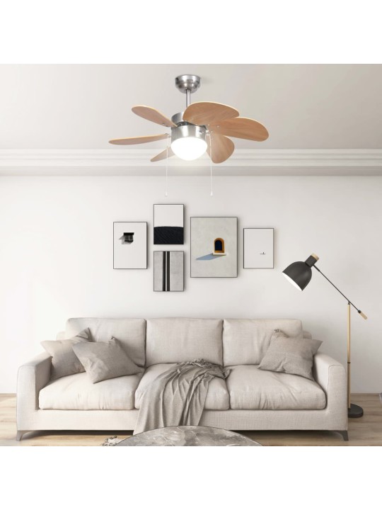 Stropní ventilátor se světlem 76 cm světle hnědý