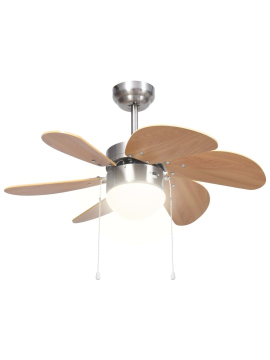 Stropní ventilátor se světlem 76 cm světle hnědý